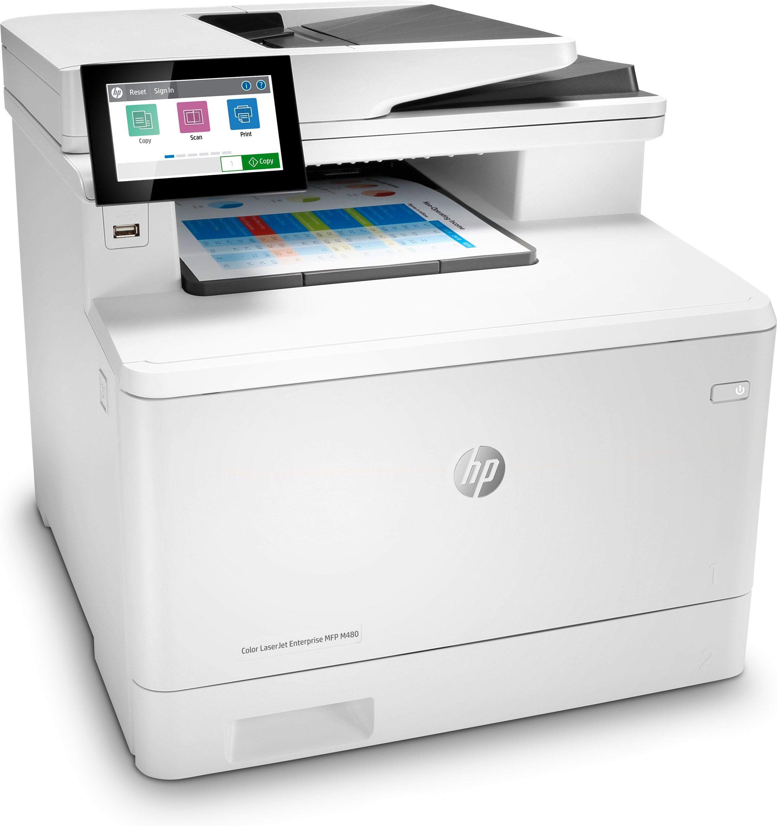 HP Color LaserJet Enterprise M480f Multifunction Printer, 29/29 ppm, Print, Copy, Scan, Fax - 3QA55A#BGJ (Certified Refurbished)