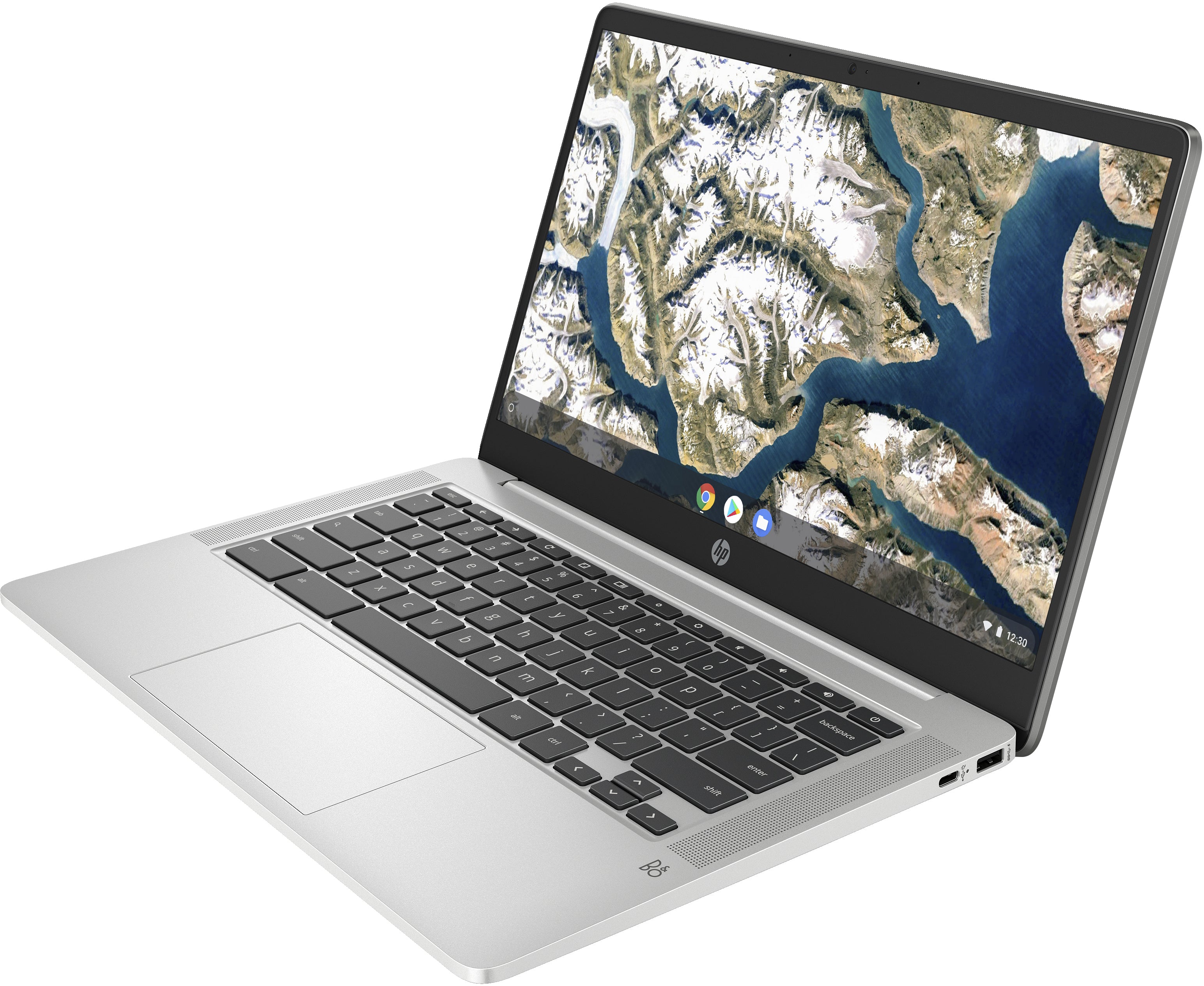 HP 14a-na0226nr 14" HD Chromebook, Intel Celeron N4120, 1.10GHz, 4GB RAM, 64GB eMMC, ChromeOS - 677J1UA#ABA