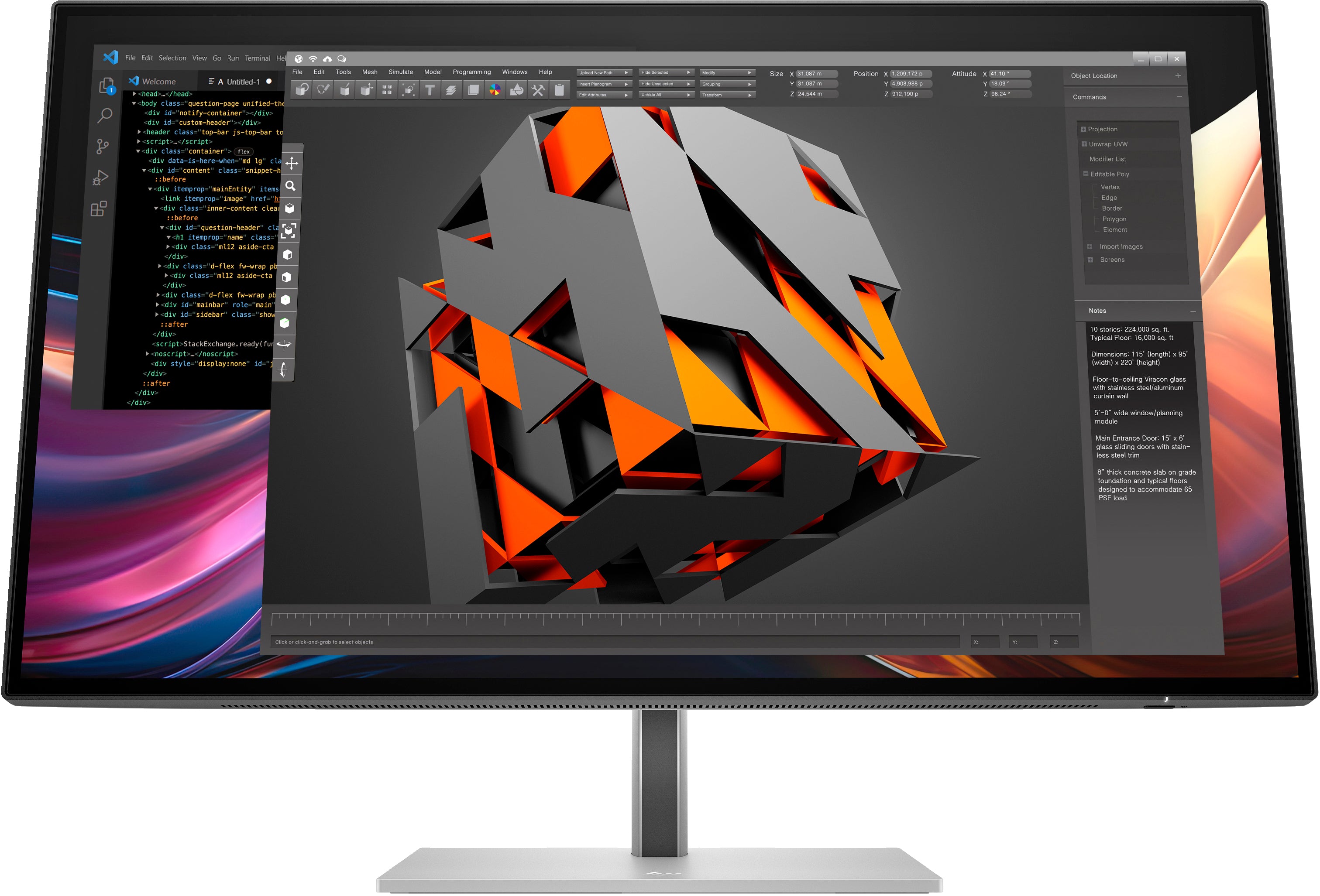 HP Series 7 Pro 27" QHD Monitor - 727pq, 16:9, 5ms, 2000:1-Contrast - 8J4D8UT#ABA