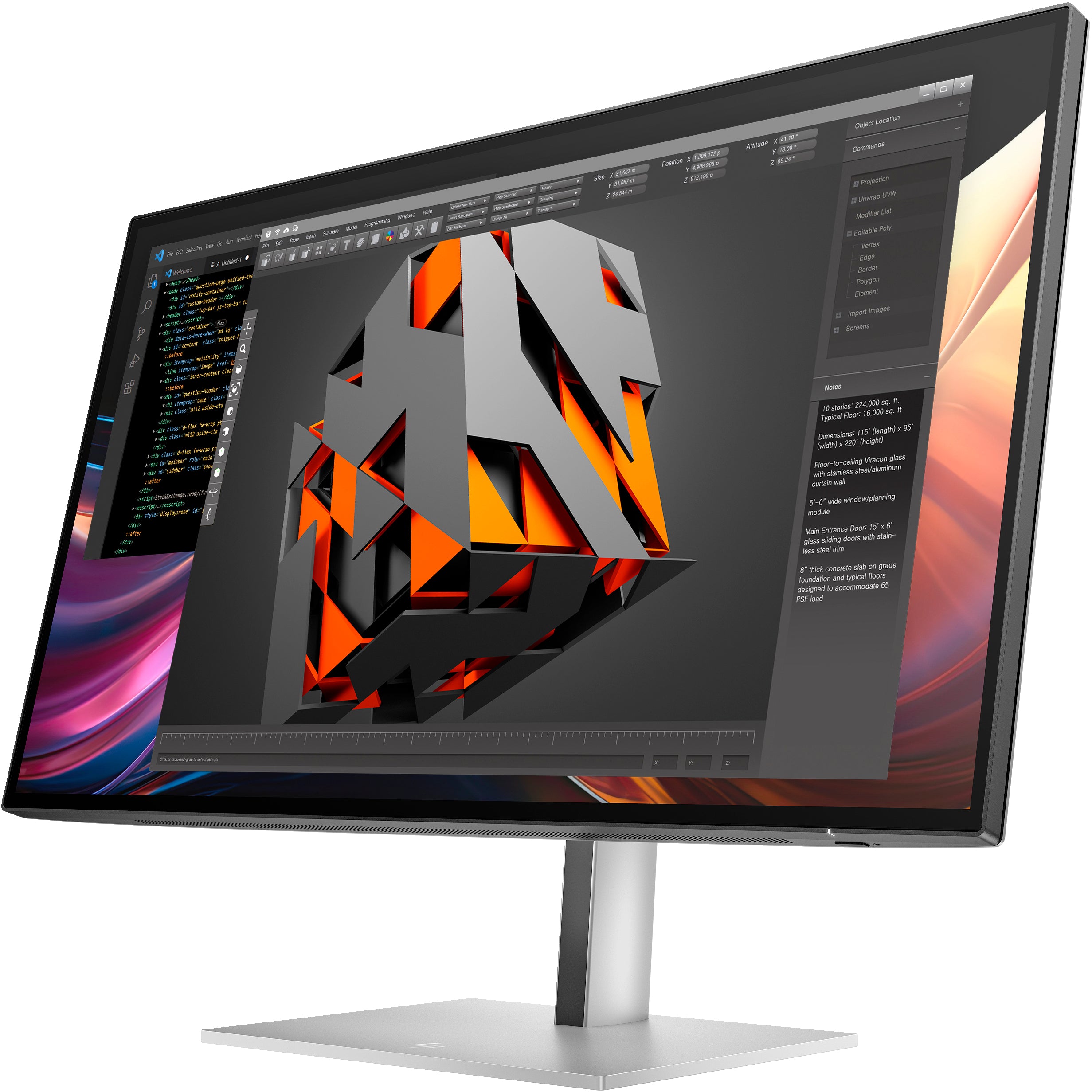 HP Series 7 Pro 27" QHD Monitor - 727pq, 16:9, 5ms, 2000:1-Contrast - 8J4D8UT#ABA
