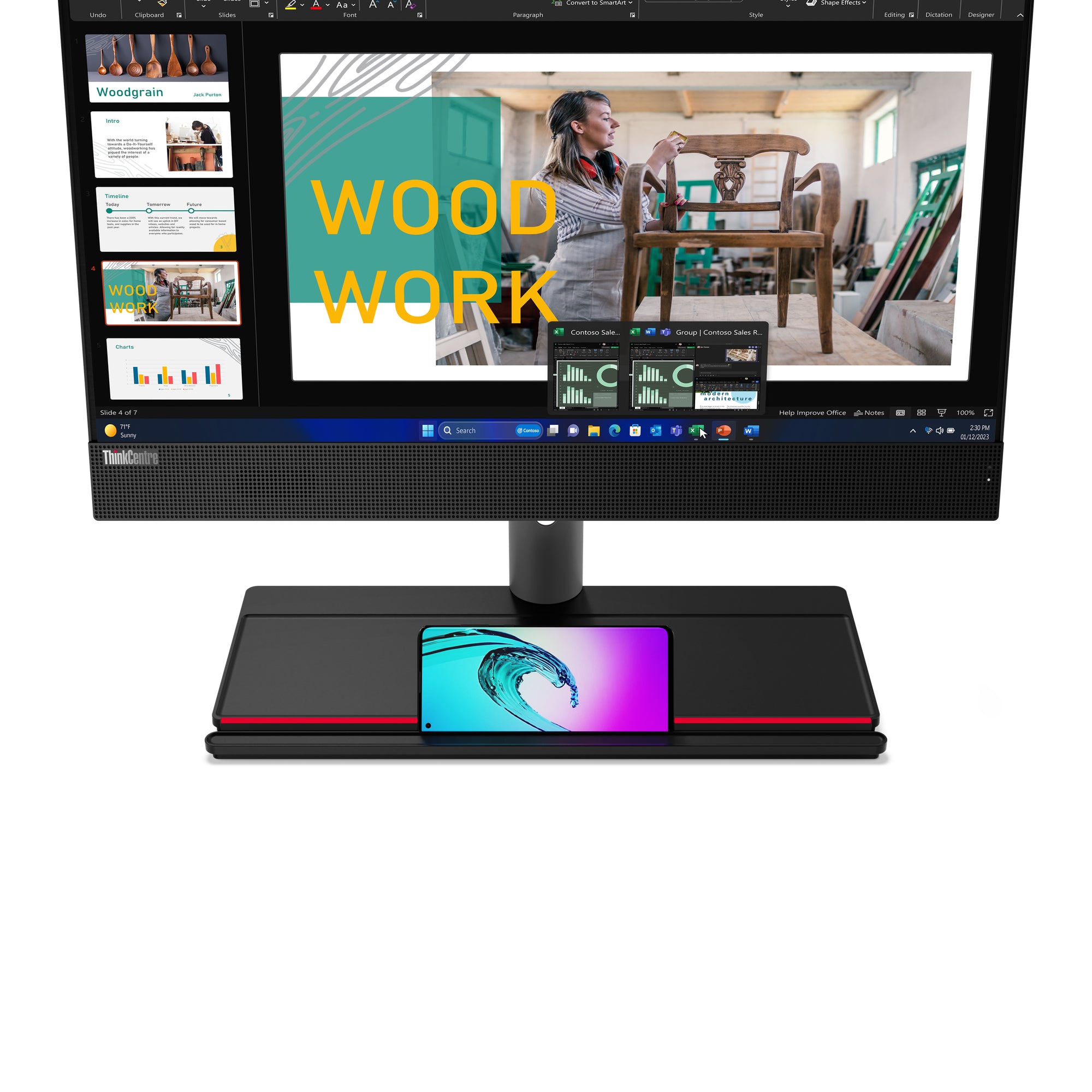 Lenovo ThinkCentre M90a Gen 5 23.8" FHD All-in-One PC, Intel i5-14500, 2.60GHz, 16GB RAM, 256GB SSD, Win11P - 12SH001MUS