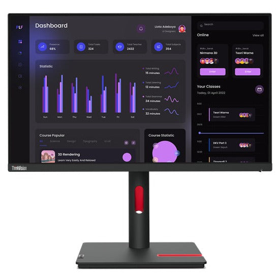 Lenovo ThinkVision T24i-30 23.8" FHD WLED Monitor, 16:9, 4ms, 1000:1-Contrast - 63CFMAT1US