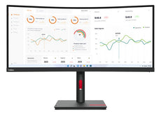 Lenovo ThinkVision T34w-30 34" WQHD WLED Curved Monitor, 21:9, 4ms, 3000:1-Contrast - 63D4GAR1US