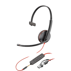HP Poly Blackwire 3215 Monaural USB-A Headset, Wired, Noise Cancellation - 80S06A6