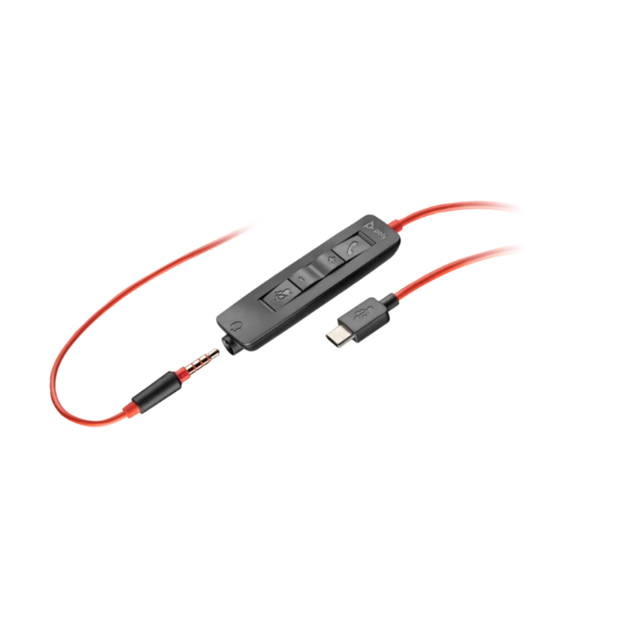 HP Poly Blackwire 3215 Monaural USB-A Headset, Wired, Noise Cancellation - 80S06A6