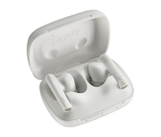 HP Poly Voyager Free 60 UC Earbuds with Basic Charge, Bluetooth, USB-A Adapter, White Sand - 7Y8L3AA