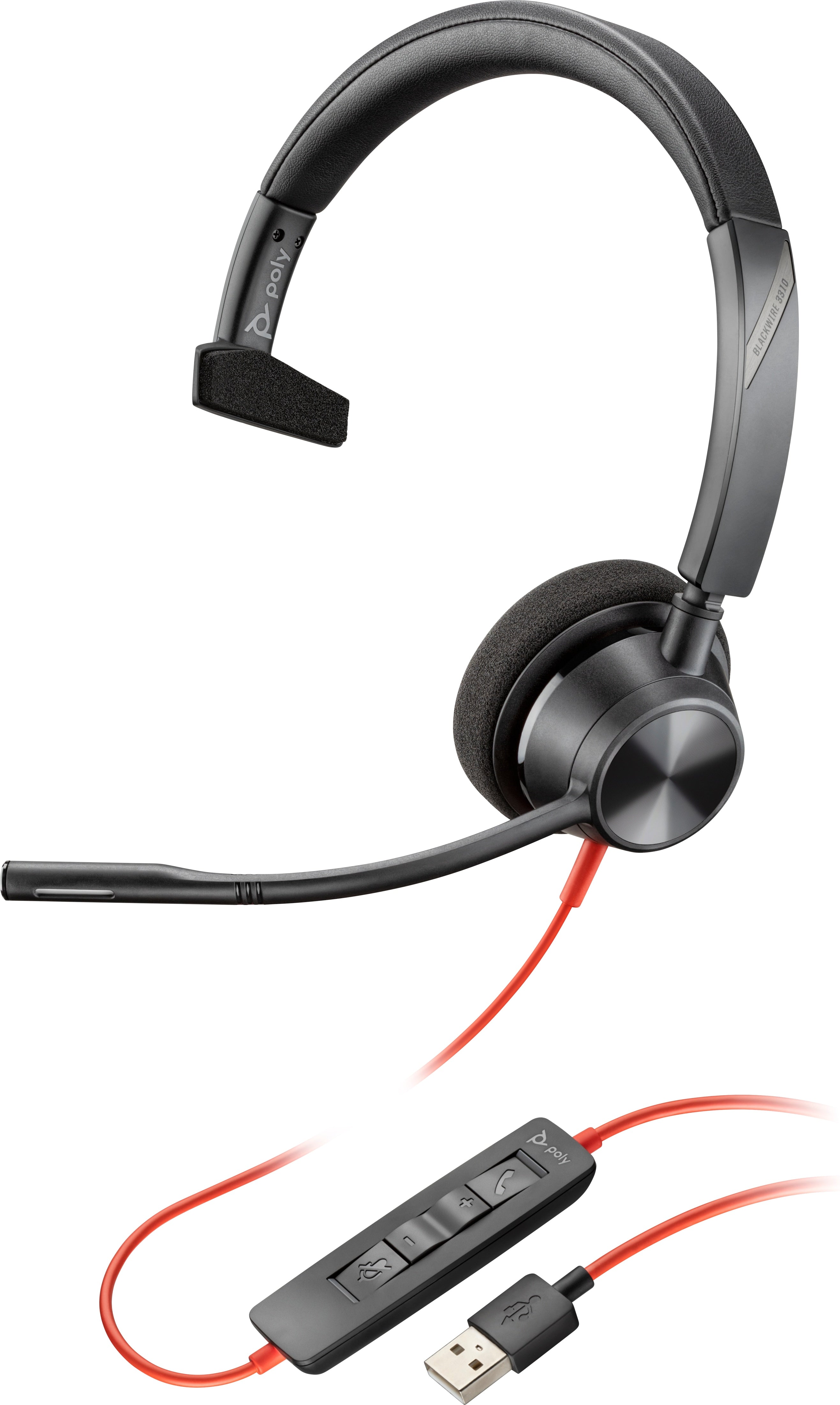 HP Poly Blackwire 5220 USB-A Headset TAA, Noise Cancellation - 8M3W9A6#ABA