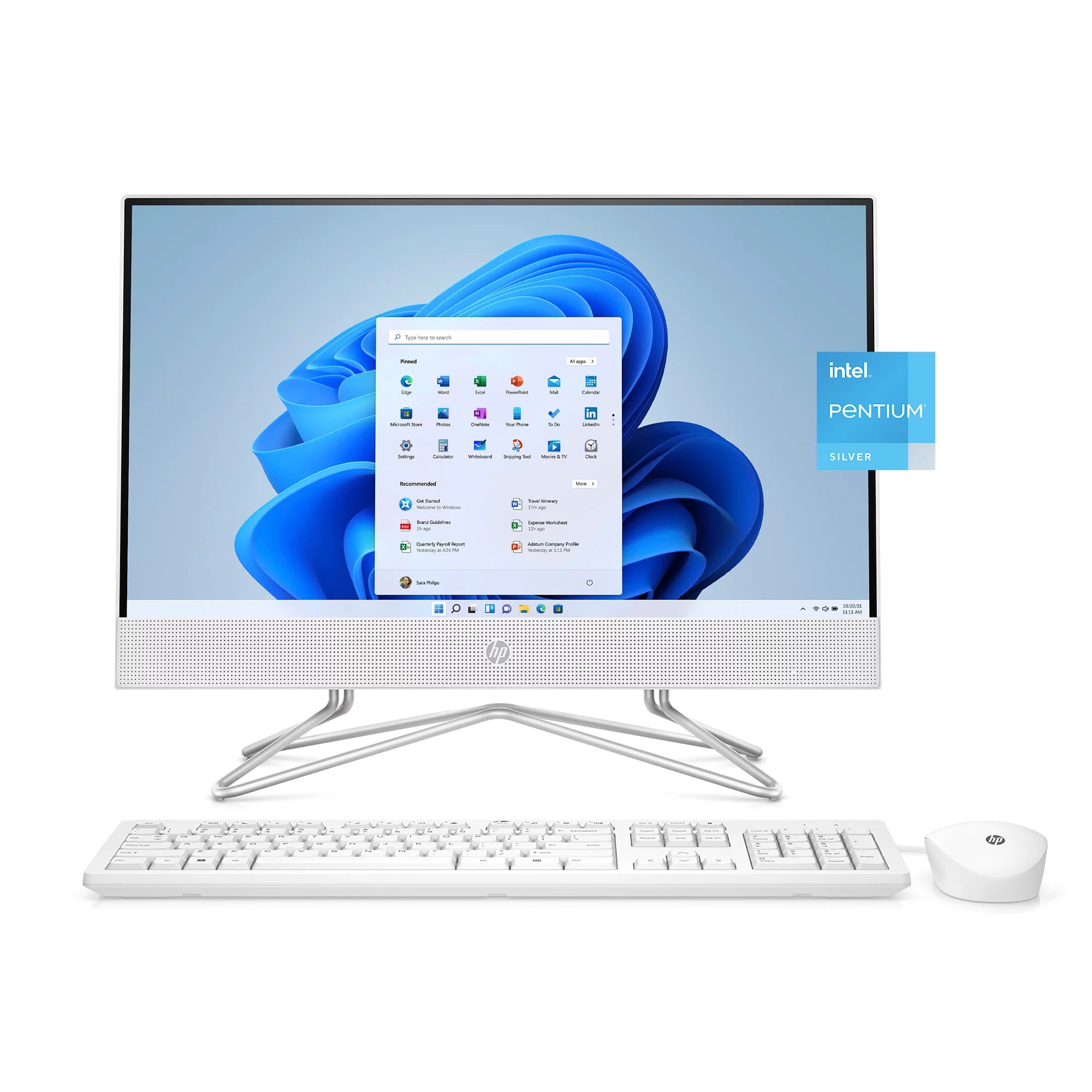 HP 22-dd0123w 21.5" FHD All-in-One PC, Intel Pentium Silver J5040, 2.0GHz, 4GB RAM, 128GB SSD, W11H - 1K0K4AA#ABA (Certified Refurbished)