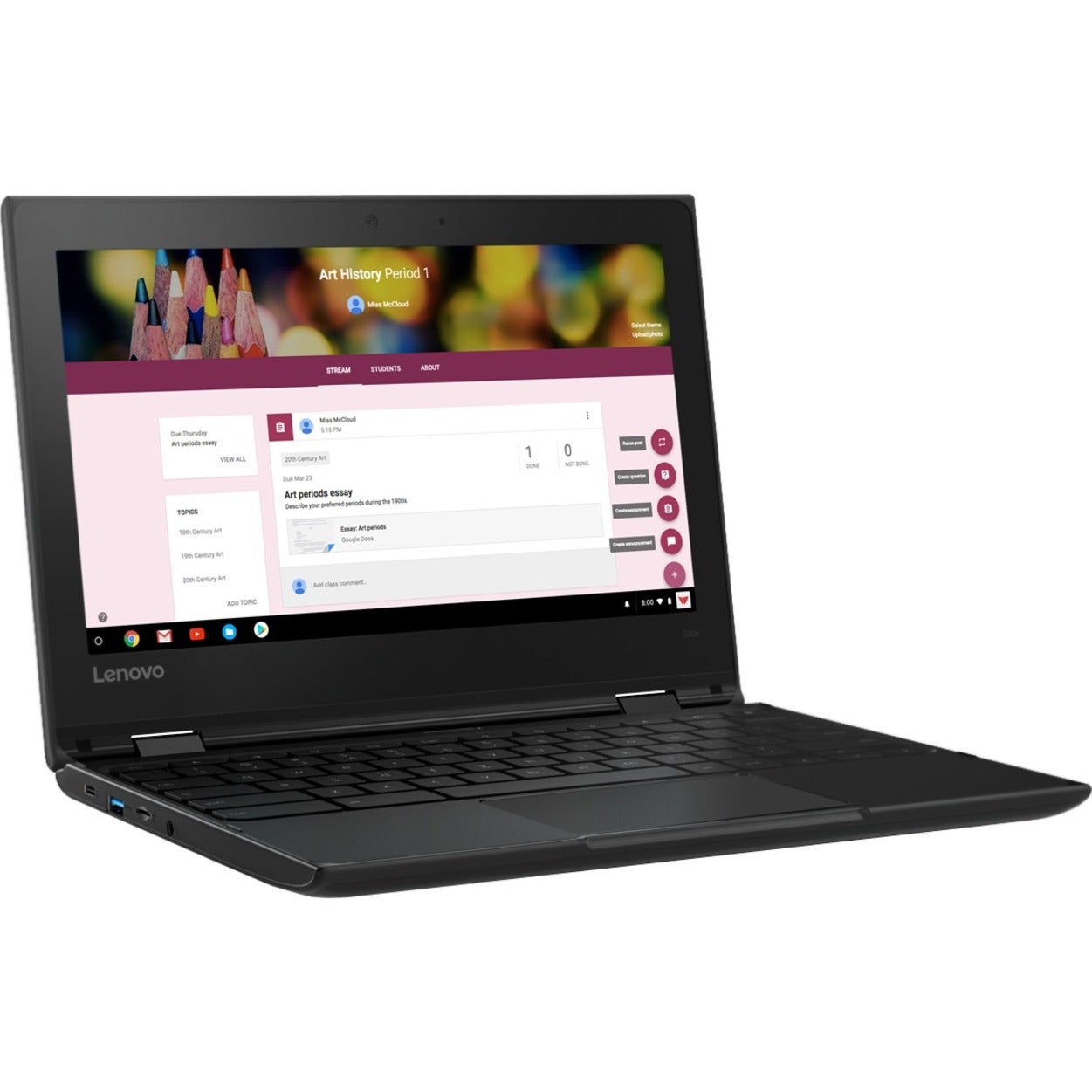 Lenovo 500e 11.6" HD 2nd Gen Chromebook, Intel Celeron N4120, 1.10GHz, 4GB RAM, 32GB eMMC, Chrome OS - 81MC001EUS