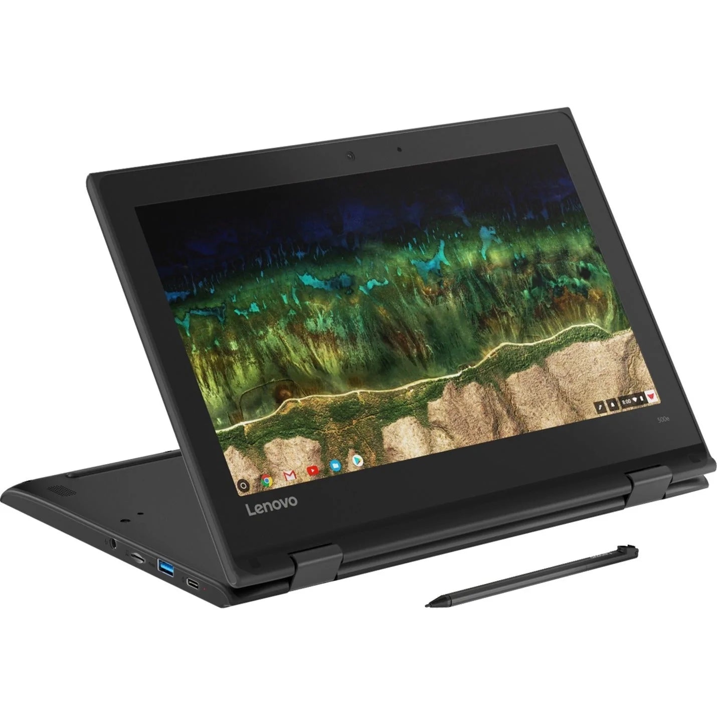 Lenovo 500e 11.6" HD 2nd Gen Chromebook, Intel Celeron N4120, 1.10GHz, 8GB RAM, 64GB eMMC, Chrome OS - 81MC004UUS