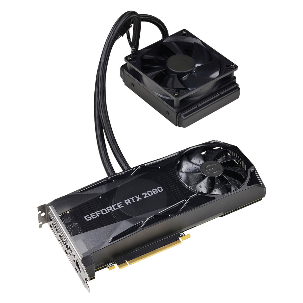 EVGA GeForce RTX 2080 Graphic Card, FTW3 Ultra Hybrid Gaming Graphic Card, 8 GB GDDR6, 1.86 GHz Core, 256 bit Memory Bus Width, DisplayPort, HDMI, USB Type-C - 08G-P4-2284-KR