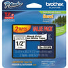 Brother TZE Laminated Tape Value Pack, Black on White Tape for P-Touch Labelers, 2 Pack - TZE2312PK
