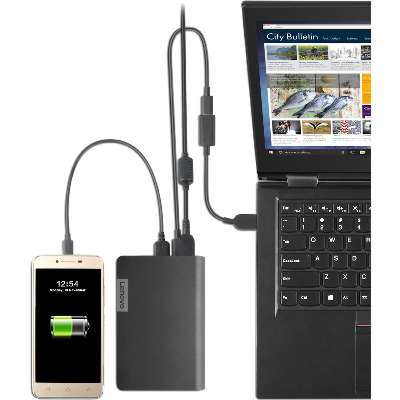 Lenovo USB-C Laptop Power Bank, 14,000 mAh, 2 USB Ports, USB-C - 40AL140CWW