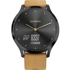 Garmin Vivomove HR Smart Watch, Onyx Black with Tan Suede Band - 010-01850-10