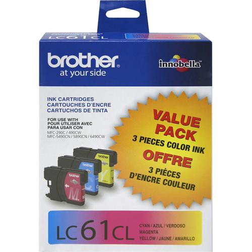 Brother Innobella Standard-Yield 3-Pack Color Ink Cartridges, C/M/Y, 325 Pages - LC613PKS