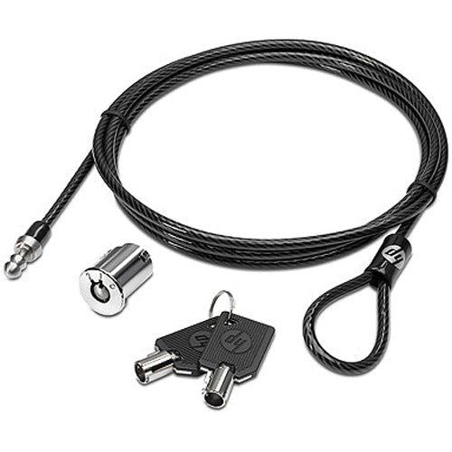 HP Docking Station Cable Lock, 6.1 ft, Round Key, Black - AU656UT#ABA