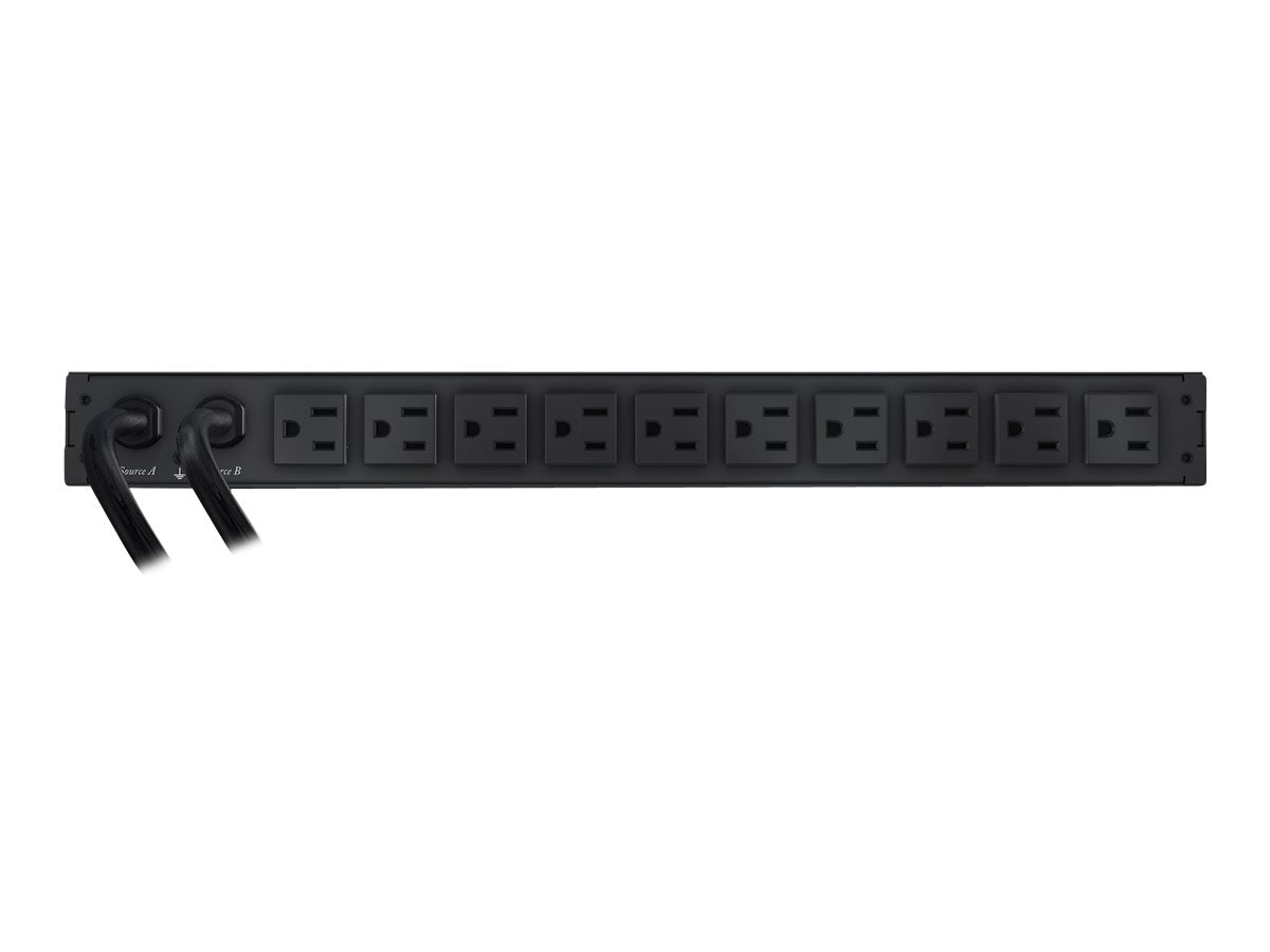 APC Rack Automatic Transfer Switches (ATS), PDU, 100/120V, 15A, 5-15 in, (10) 5-15R out - AP4450