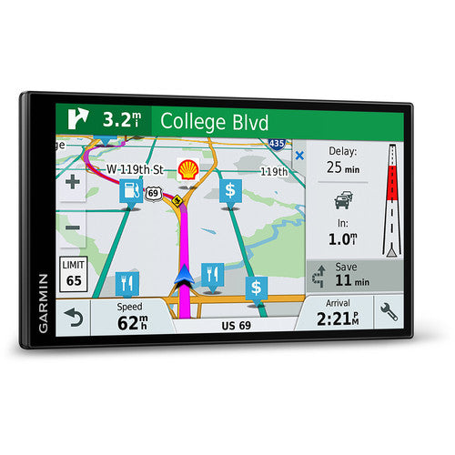 Garmin DriveSmart 61 LMT-S Automobile Portable GPS Navigator, 7" Touchscreen Color Display, Mountable, Black - 010-01681-02