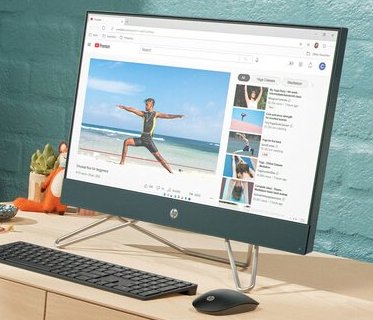 HP 24-cb0092ds 23.8" FHD All-in-One PC, Intel Pentium J5040, 2.0GHz, 8GB RAM, 256GB SSD, Win11H - 577K1AA#ABA (Certified Refurbished)