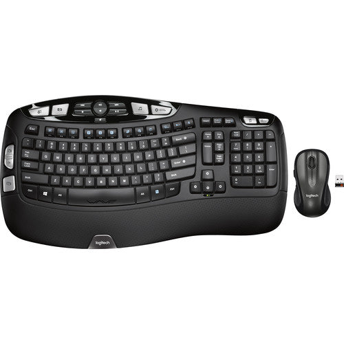 Logitech MK550 Wireless Wave Keyboard/Laser Mouse Combo, USB, RF, Laser Mouse, Scroll Wheel, Black - 920-002555