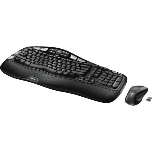 Logitech MK550 Wireless Wave Keyboard/Laser Mouse Combo, USB, RF, Laser Mouse, Scroll Wheel, Black - 920-002555