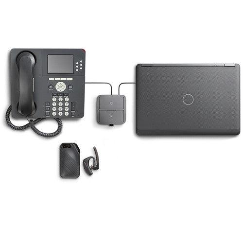 Poly Plantronics MDA220 USB Headset Switch, Switch for Plantronics Headsets, USB Desk Phone/Softphone Switch, Black - 207414-03