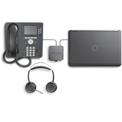 Poly Plantronics MDA220 USB Headset Switch, Switch for Plantronics Headsets, USB Desk Phone/Softphone Switch, Black - 207414-03