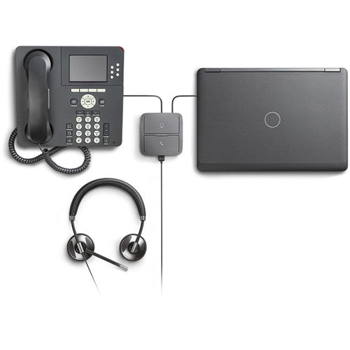 Poly Plantronics MDA220 USB Headset Switch, Switch for Plantronics Headsets, USB Desk Phone/Softphone Switch, Black - 207414-03