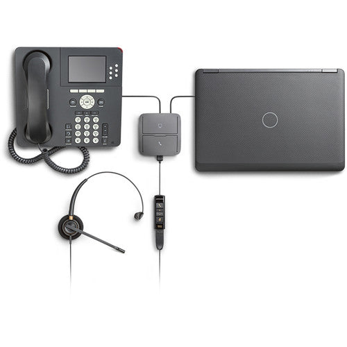 Poly Plantronics MDA220 USB Headset Switch, Switch for Plantronics Headsets, USB Desk Phone/Softphone Switch, Black - 207414-03