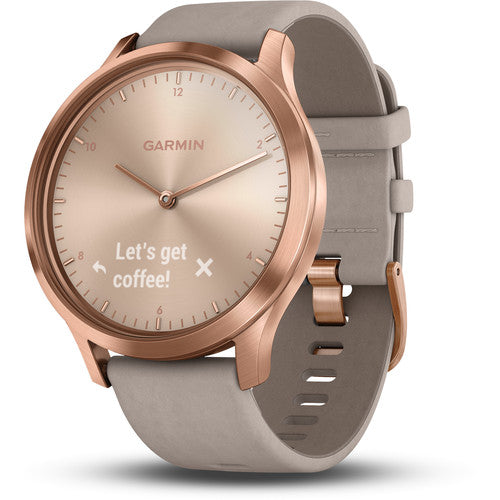Garmin Vivomove HR Smart Watch, Rose Gold with Gray Suede Band - 010-01850-19