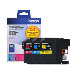Brother Genuine High-Yield 3 Pack Color Ink Cartridges, C/M/Y, 600 Pages - LC1033PKS