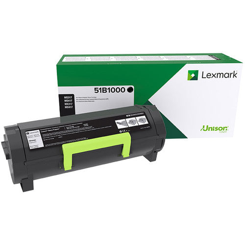 Lexmark Return Program Toner Cartridge for Select Mono Laser Printers, 2500 Pages - 51B1000