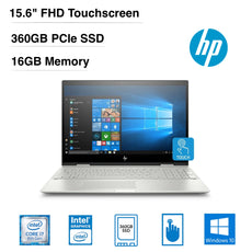 HP Envy X360 15T-BP100 15.6" FHD Touchscreen  Notebook, Intel Core i7, 1.80GHz, 16GB RAM, 360GB PCIe SSD, Windows 10 Home-1ZA23AAR#ABA-WHMW