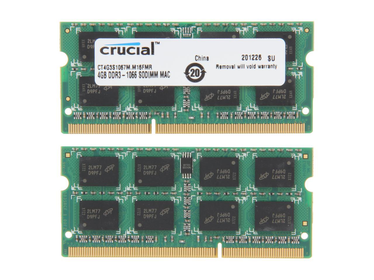 Crucial 8GB (2x4GB) DDR3-1066 Non-ECC SODIMM RAM, 204-pin Memory Module for Mac- CT2K4G3S1067M