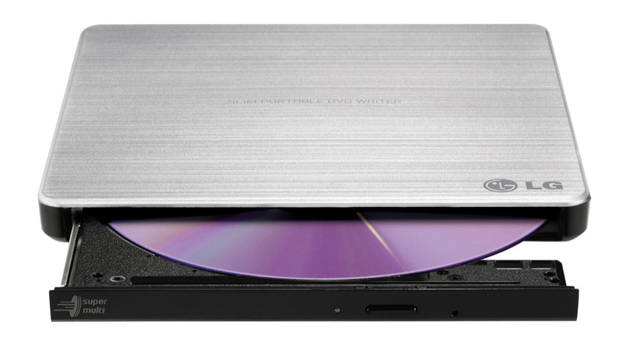 LG 8x External Super Multi Portable DVD Rewriter with M-DISC Support, USB, Silver- GP60NS50