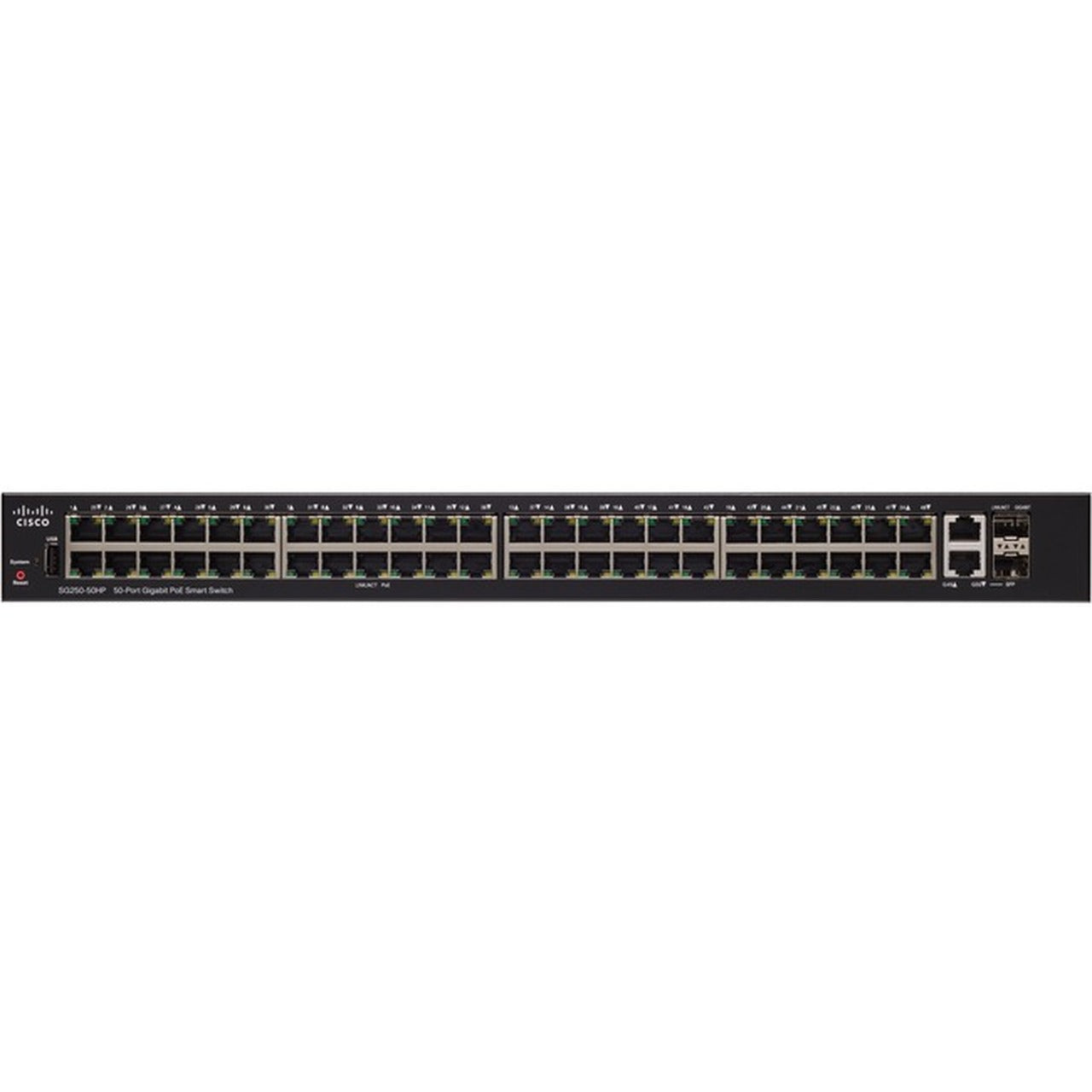 Cisco SG250-50P 50-Port Gigabit PoE Smart Switch, 48 PoE Ports + 2 1G SFP - SG250-50P-K9-NA (Certified Refurbished)