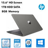 HP 15-da0047nr 15.6" HD (Non-Touch) Notebook, Intel Core i5-8250U, 1.60GHz, 8GB RAM, 1 TB HDD SATA, Windows 10 Home 64-Bit, Smoke Gray & Ash Silver- 3VN38UA#ABA