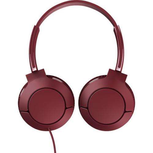 TCL MTRO200 On-Ear Wired Headphones with Mic, Flat-fold, Burgundy Crush - MTRO200RD-NA