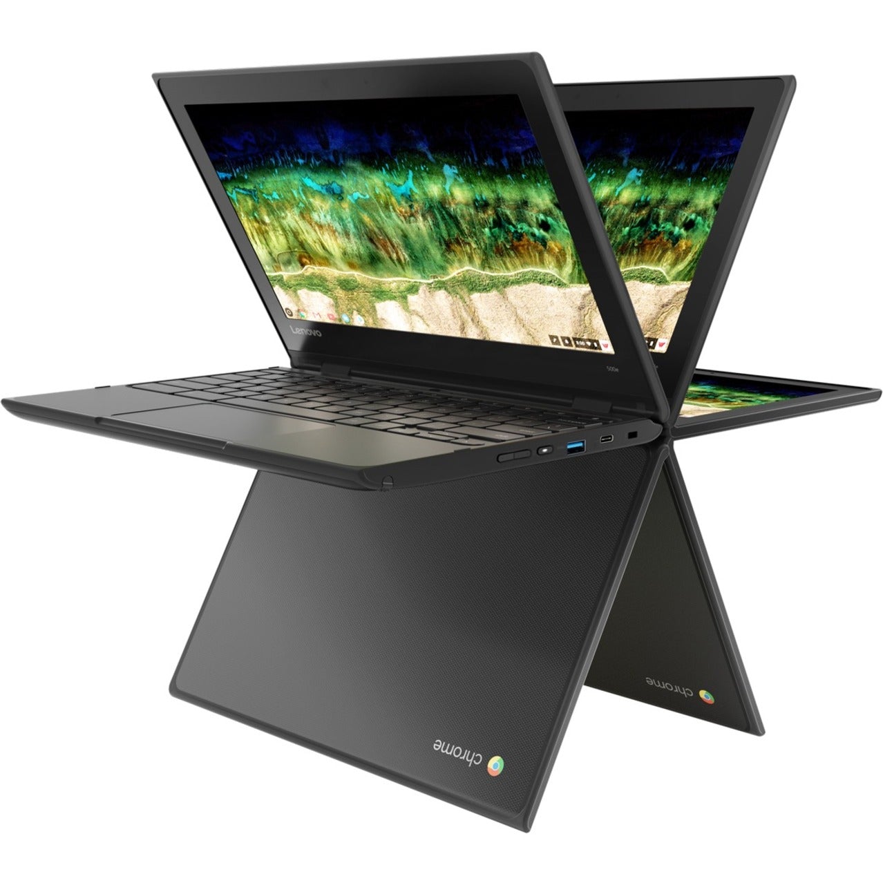 Lenovo 500e 11.6" HD Chromebook, Intel Celeron N3450, 1.10GHz, 8GB RAM, 64GB eMMC, Chrome OS - 81ES0008US