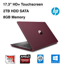 HP 17-ca0001cy 17.3" HD+ (Non-Touch) Notebook, AMD A9-9425, 3.10GHz, 8GB RAM, 2TB HDD, Windows 10 Home , Maroon Burgundy - 4VS88UA#ABA