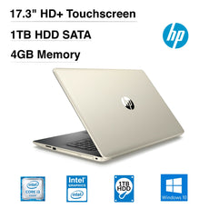 HP 17-by0025cy 17.3" HD+ (Touchscreen) Notebook, Intel Core i3, 2.20Ghz, 4GB RAM, 1TB SATA + 16GB Optane, Windows 10 Home, Pale Gold - 4XN52UA#ABA (Certified Refurbished)