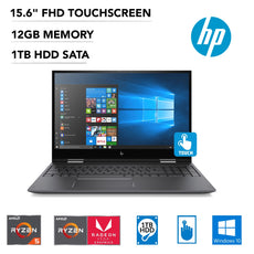 HP Envy x360 15-bq275nr 15.6" FHD (Touchscreen) Convertible Notebook, AMD Ryzen 5 2500U, 2.00GHz, 12GB RAM, 1 TB HDD, Windows 10 Home 64-Bit, Dark Ash Silver- 4ZX72UA#ABA (Certified Refurbished)