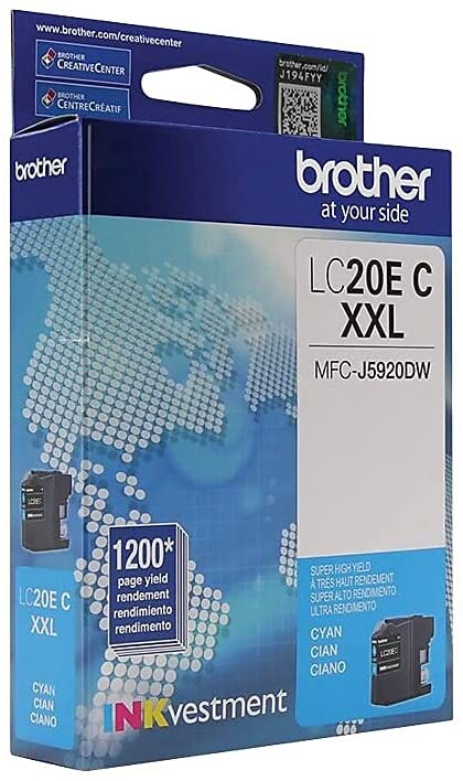 Brother Genuine INKvestment Super High-Yield Cyan Ink Cartridge, 1200 Pages - LC20EC