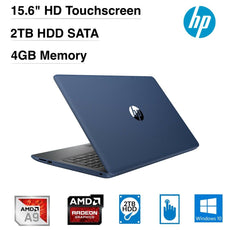 HP 15-db0085cl 15.6" HD (Touchscreen) Laptop, AMD A9-9425, 3.10GHz, 4GB RAM, 2TB SATA, Windows 10 Home 64-Bit, Twilight Blue- 5EG89UA#ABA