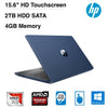 HP 15-db0085cl 15.6" HD (Touchscreen) Laptop, AMD A9-9425, 3.10GHz, 4GB RAM, 2TB SATA, Windows 10 Home 64-Bit, Twilight Blue- 5EG89UA#ABA