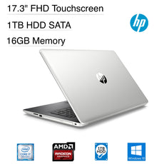 HP 17-by0035cl 17.3" Full HD (Non-Touch) Laptop, Intel Core i7-8550U, 1.80GHz, 16GB RAM, 1TB HDD, Windows 10 Home, Silver- 5GN96UA#ABA (Certified Refurbished)