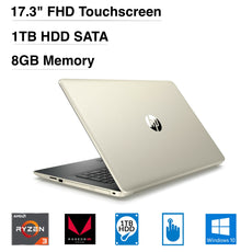 HP 17-ca0008ds 17.3" HD+ (Touchscreen) Notebook, AMD:R3-2300U, 2.0GHz, 8GB RAM, 1TB HDD, Windows 10 Home 64-Bit- 5HG68UA#ABA