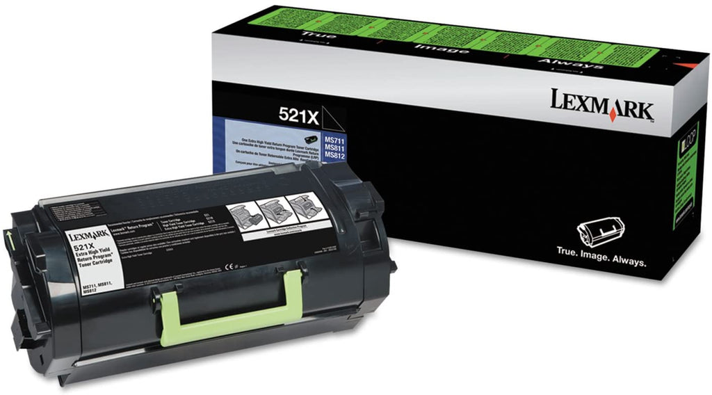 Lexmark 521X Extra High Yield Return Program Toner Cartridge, 45K Pages Yield, Black - 52D1X00