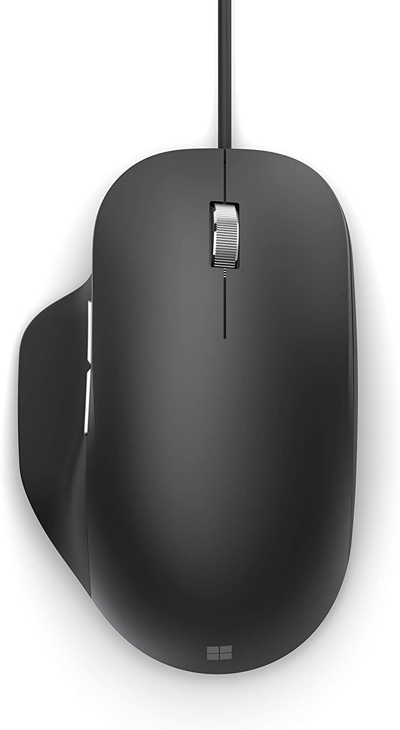 Microsoft Ergonomic Mouse, Wired, USB 2.0, 5 Buttons, 1000 DPI, Black - RJG-00001