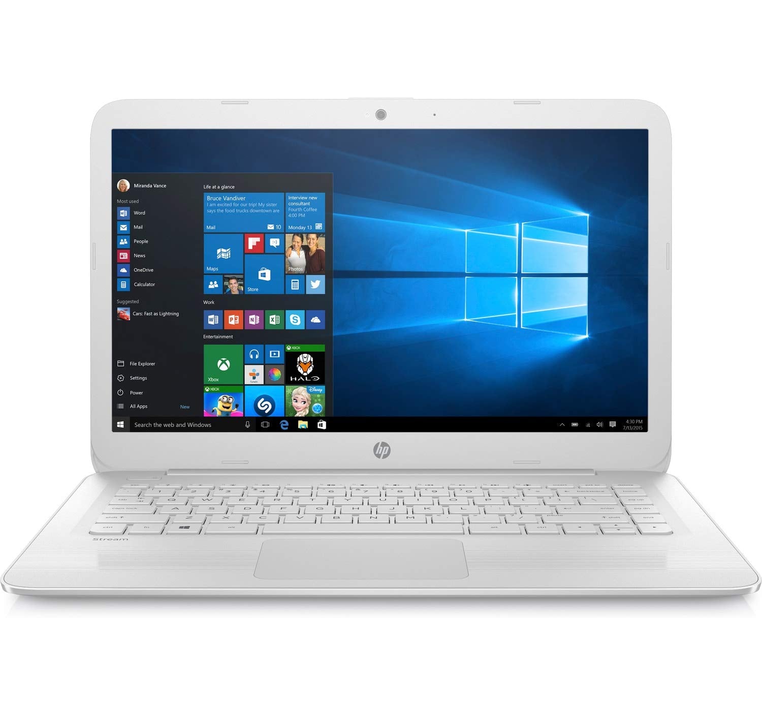 HP Stream 14-cb110ca 14" HD (Non-Touch) Laptop, Intel Celeron N4000, 1.10GHz, 4GB RAM, 64GB eMMC, Windows 10 Home in S mode + Office 365 Personal 1-year - 4JC81UAR#ABL (Certified Refurbished)